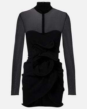 Magda Butrym Gathered Sheer Wool-Blend Minidress - Black