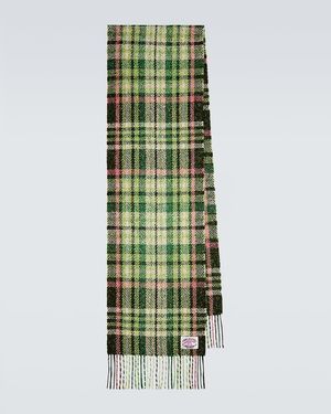 Acne Studios Fringed Checked Scarf - Green