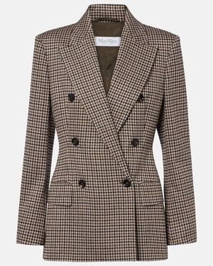 Max Mara Houndstooth Double-Breasted Blazer - Brown