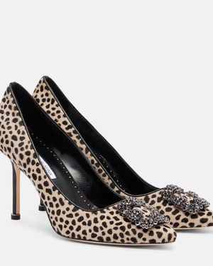 Manolo Blahnik Bedruckte Pumps Hangisi 90 Aus Kalbshaar - Schwarz