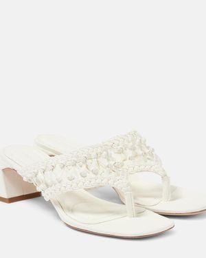Jonathan Simkhai Alia Woven Leather Platform Thong Sandals - White