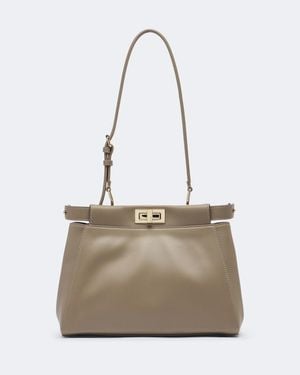 Fendi Shopper Peekaboo Small Aus Leder - Natur