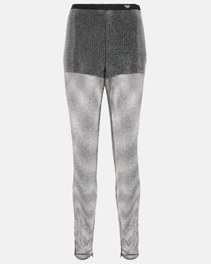 Prada Embellished Mesh Trousers - Grey