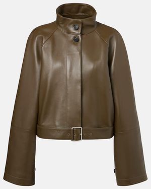Loewe Anagram Leather Jacket - Green