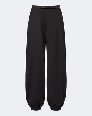 Max Mara Belted Wool-Blend Wide-Leg Trousers - Black