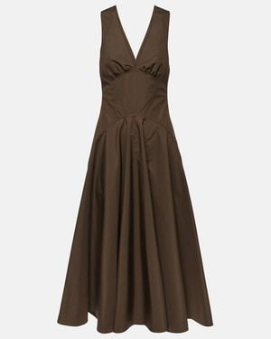 Alaïa Cotton Poplin Midi Dress - Brown