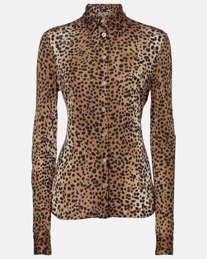 Versace Leopard-Print Shirt - Brown