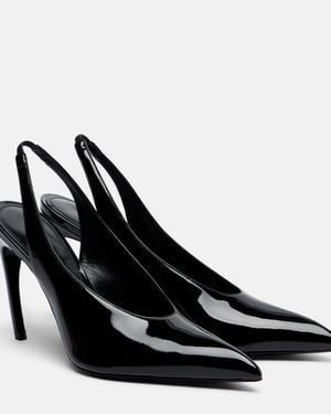 The Attico Viper Leather Slingback Pumps - Black