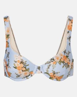 Agua Bendita Hacienda Floral Bikini Top - Blue