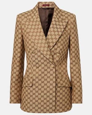 Gucci Cotton-Blend Gg Jacquard Blazer - Brown