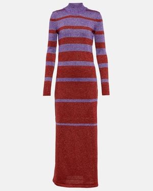 Rabanne Striped-Pattern Lurex Maxi Dress - Red