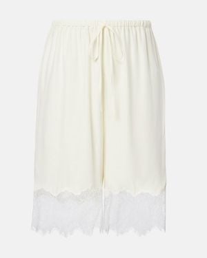 STAUD Bermudas Verano De Saten De Seda Con Encaje - Blanco