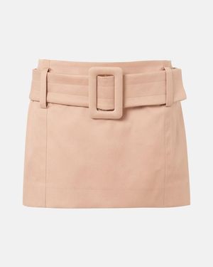 Patou Belted Cotton Twill Miniskirt - Natural