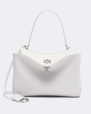 Balenciaga Schultertasche Rodeo Medium Aus Leder - Weiß