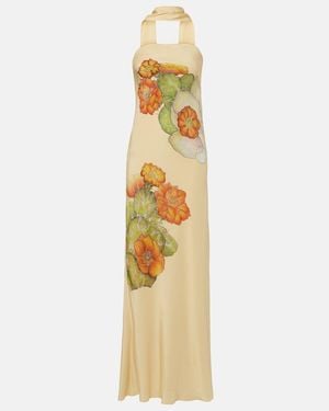 Rodarte Robe Aus Seiden-Crepe Mit Tuchdetail - Mettallic