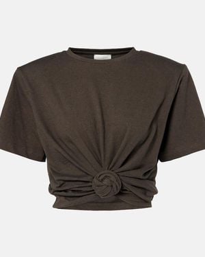 Magda Butrym Gathered Cotton And Silk T-Shirt - Black