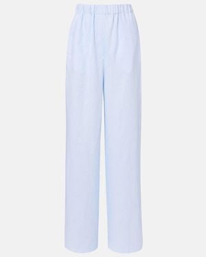 Loro Piana Valerio High-Rise Linen Wide-Leg Trousers - Blue