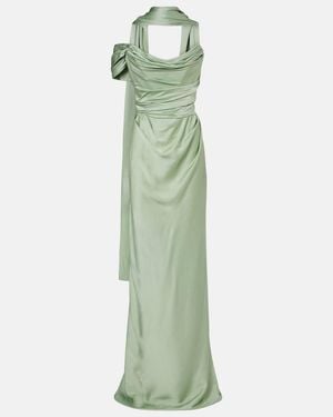 Vivienne Westwood Nova Vixen Scarf-Detail Satin Gown - Green
