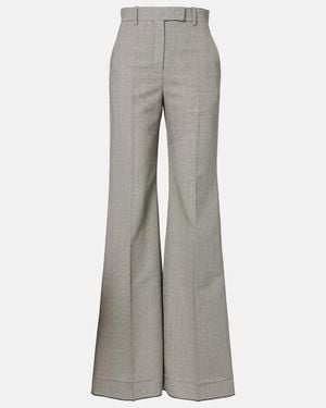 Valentino Checked Wool And Mohair Wide-Leg Trousers - Grey