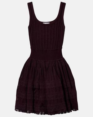 Alaïa Ribbed-Knit Scalloped Minidress - Purple