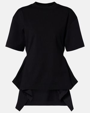 Alaïa Peplum Cotton Jersey T-Shirt - Black