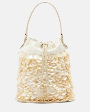 STAUD Lila Mini Embellished Bucket Bag - Natural