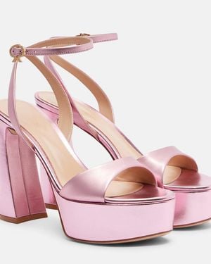 Gianvito Rossi Nancy 110 Leather Platform Sandals - Pink