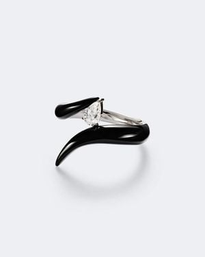 Nikos Koulis Oui 18Kt And Enamel Ring With Diamonds - Black