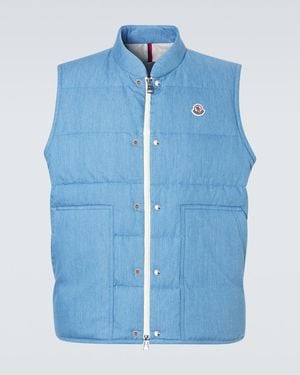 Moncler Heceta Denim Down Vest - Blue