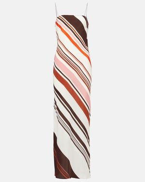 SIR. Thistle Striped Silk Satin Maxi Dress - Red