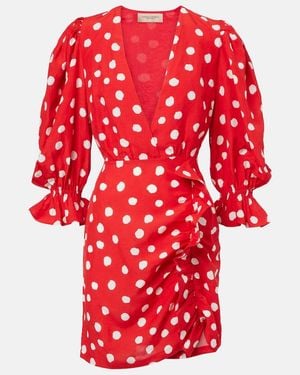 Adriana Degreas Polka-Dot Ruffled Minidress - Red