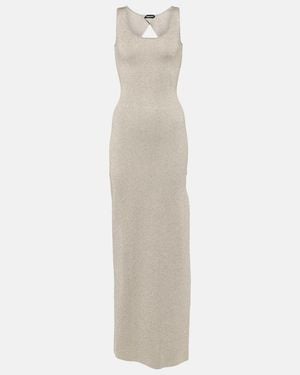 Tom Ford Metallic Knit Maxi Dress - White