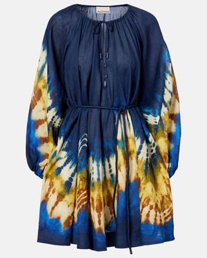 ALÉMAIS Martine Printed Ramie Minidress - Blue