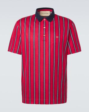 Valentino Vlogo Striped Polo Shirt - Red