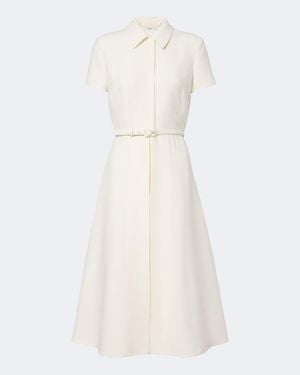 Fendi Belted Wool And Silk Midi Dress - White