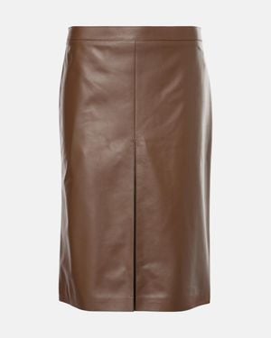 Tod's Leather Pencil Midi Skirt - Brown