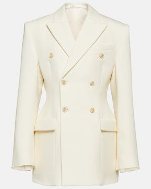 Wardrobe NYC Contour Double-Breasted Wool Blazer - Natural