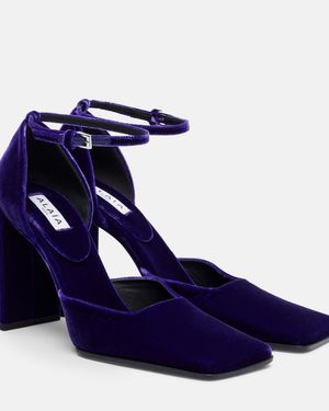 Alaïa Square 90 Velvet Court Shoes - Blue