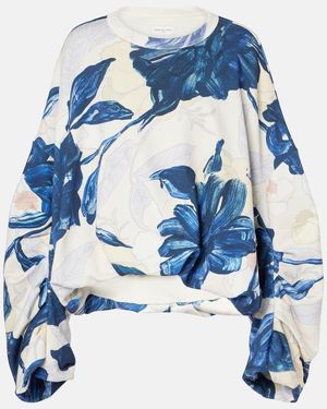 Dries Van Noten Floral Cotton Jersey Sweatshirt - Blue