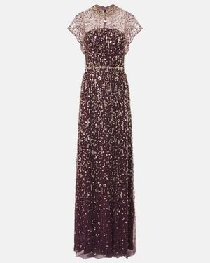Jenny Packham Sequined Embellished Maxi Gown - Purple