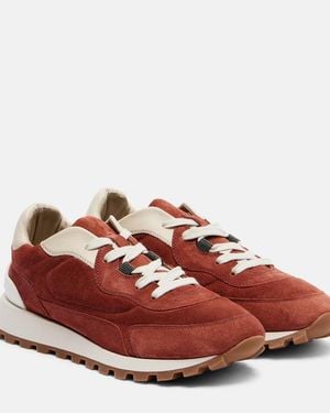 Brunello Cucinelli Monili Suede Trainers - Red