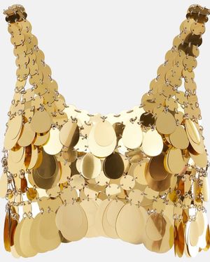 Rabanne Golden Sparkle Assembly Sequined Crop Top - Metallic