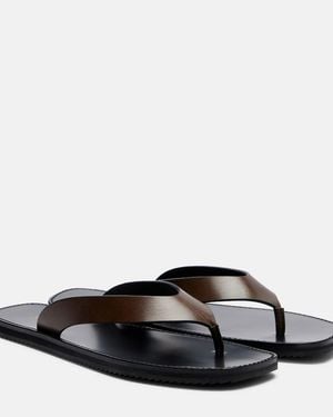 Jude Vermelho Leather Thong Sandals - Brown