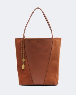 Chloé Spin Medium Leather And Suede Tote Bag - Brown