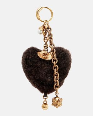 Chloé Taschenanhaenger Symbols Aus Shearling - Schwarz