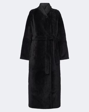 Yves Salomon Abrigo De Borrego Y Piel Reversible - Negro