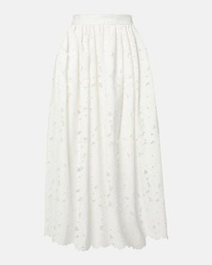 Erdem Gathered Cotton-Blend Midi Skirt - White