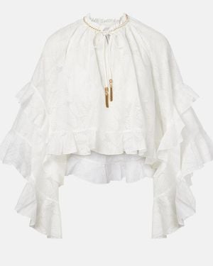 Zimmermann Daylight Ruffled Cotton-Blend Blouse - White