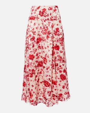Isabel Marant Hilza Floral Jacquard Maxi Skirt - Red