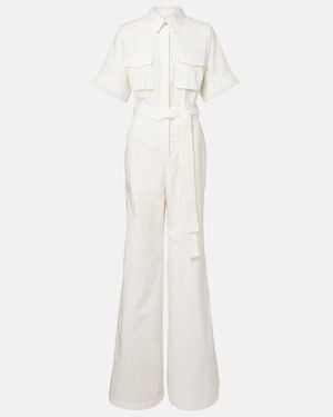 Elie Saab Belted Cotton Jumpsuit - White